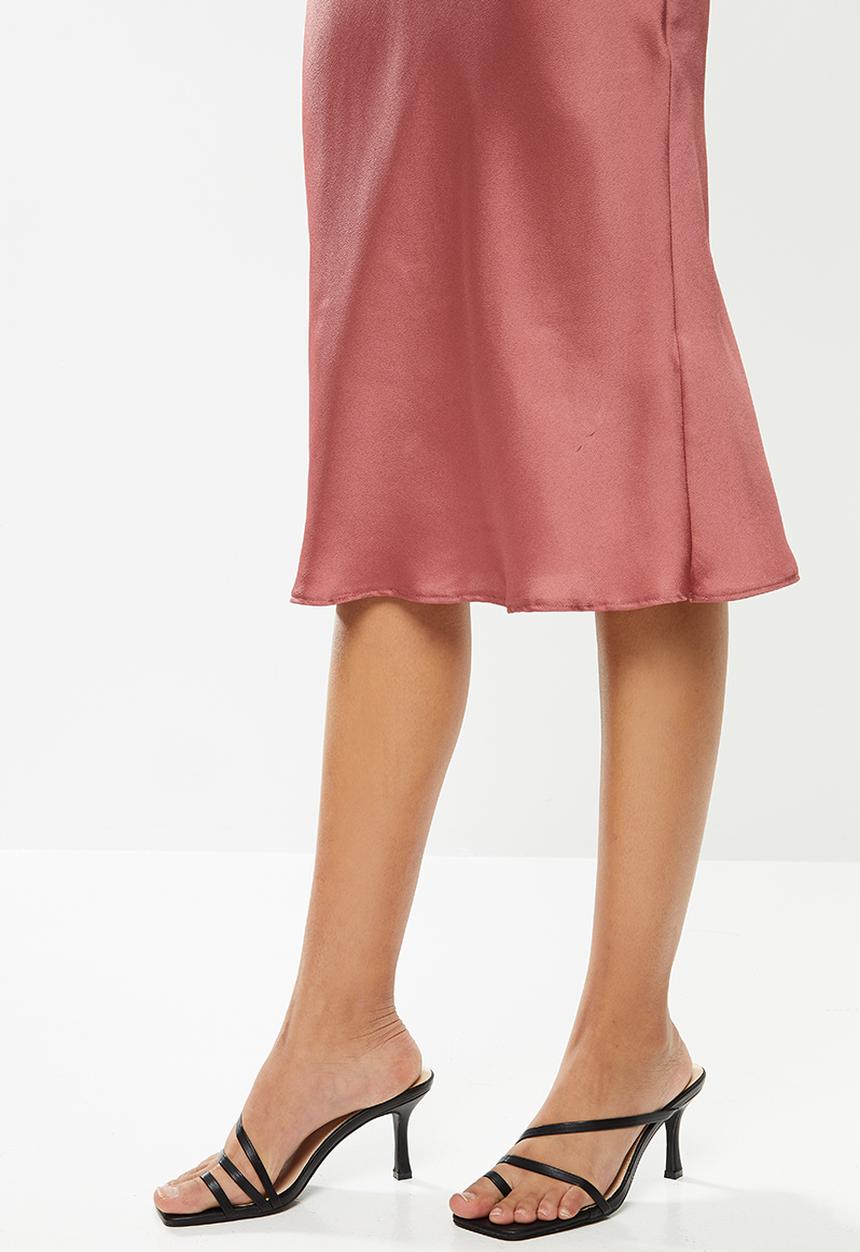 VELVET - Satin bias cut slip skirt - pink
