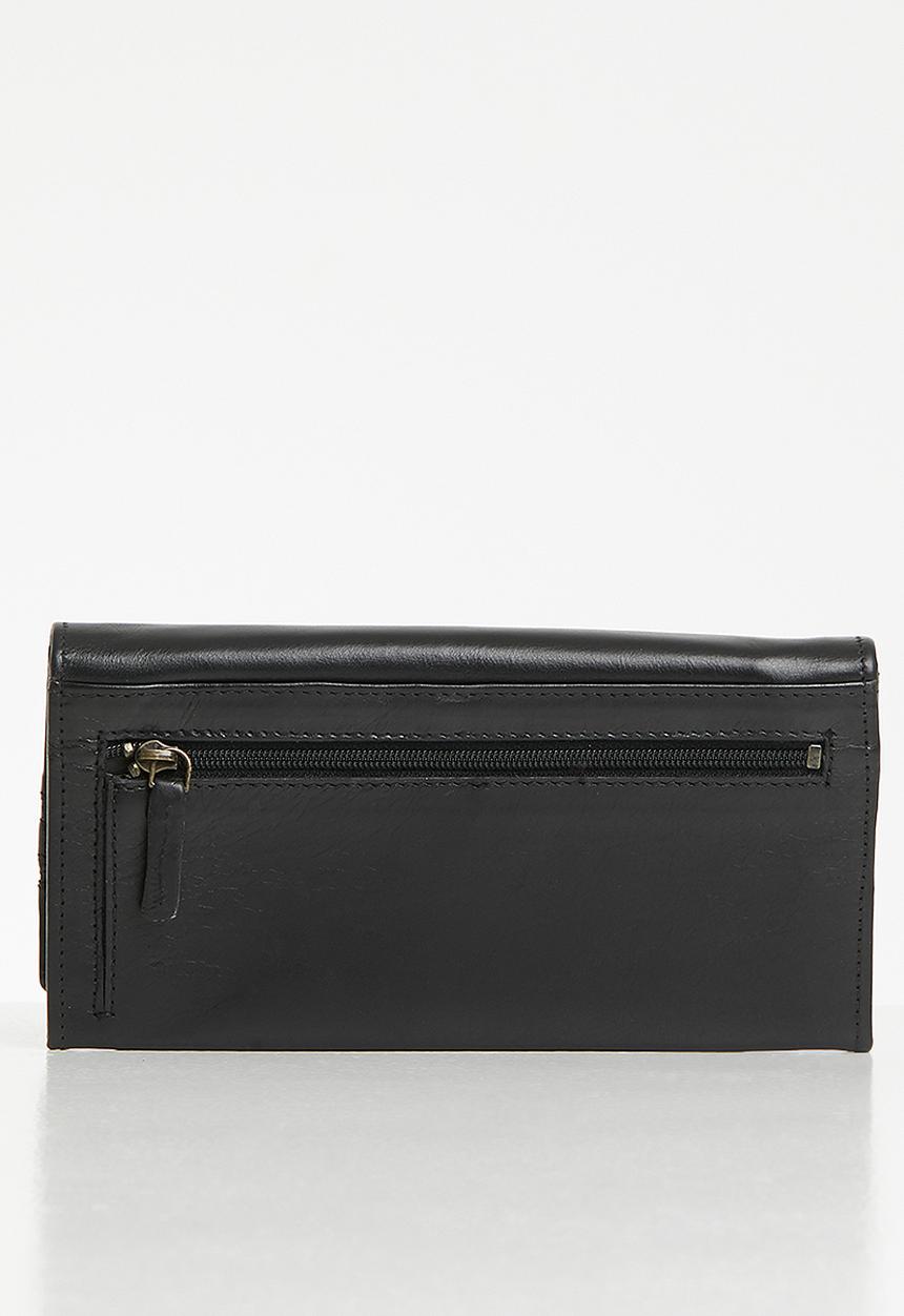 BUSBY - Tuscany flap purse -black