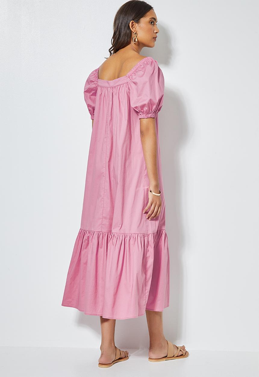 Superbalist - Square neck tiered dress - pink