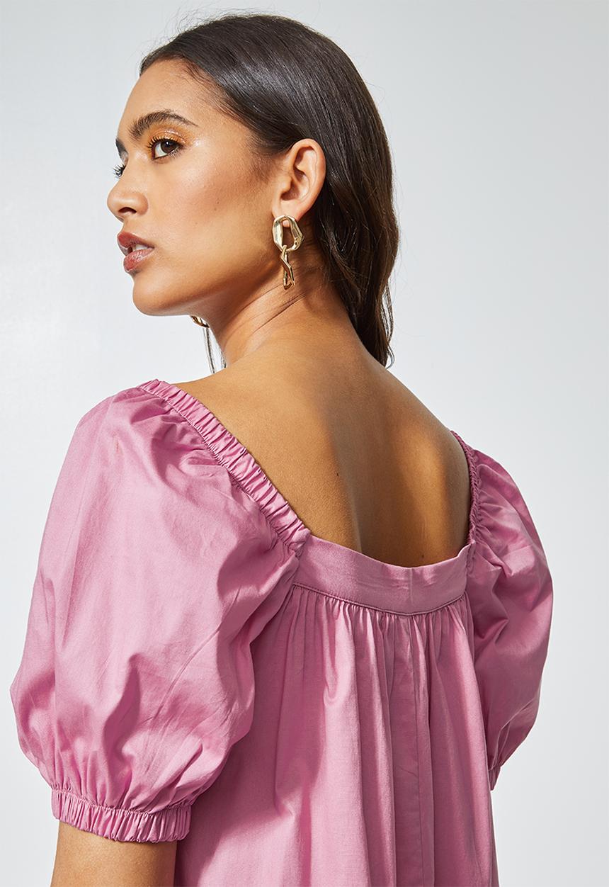 Superbalist - Square neck tiered dress - pink