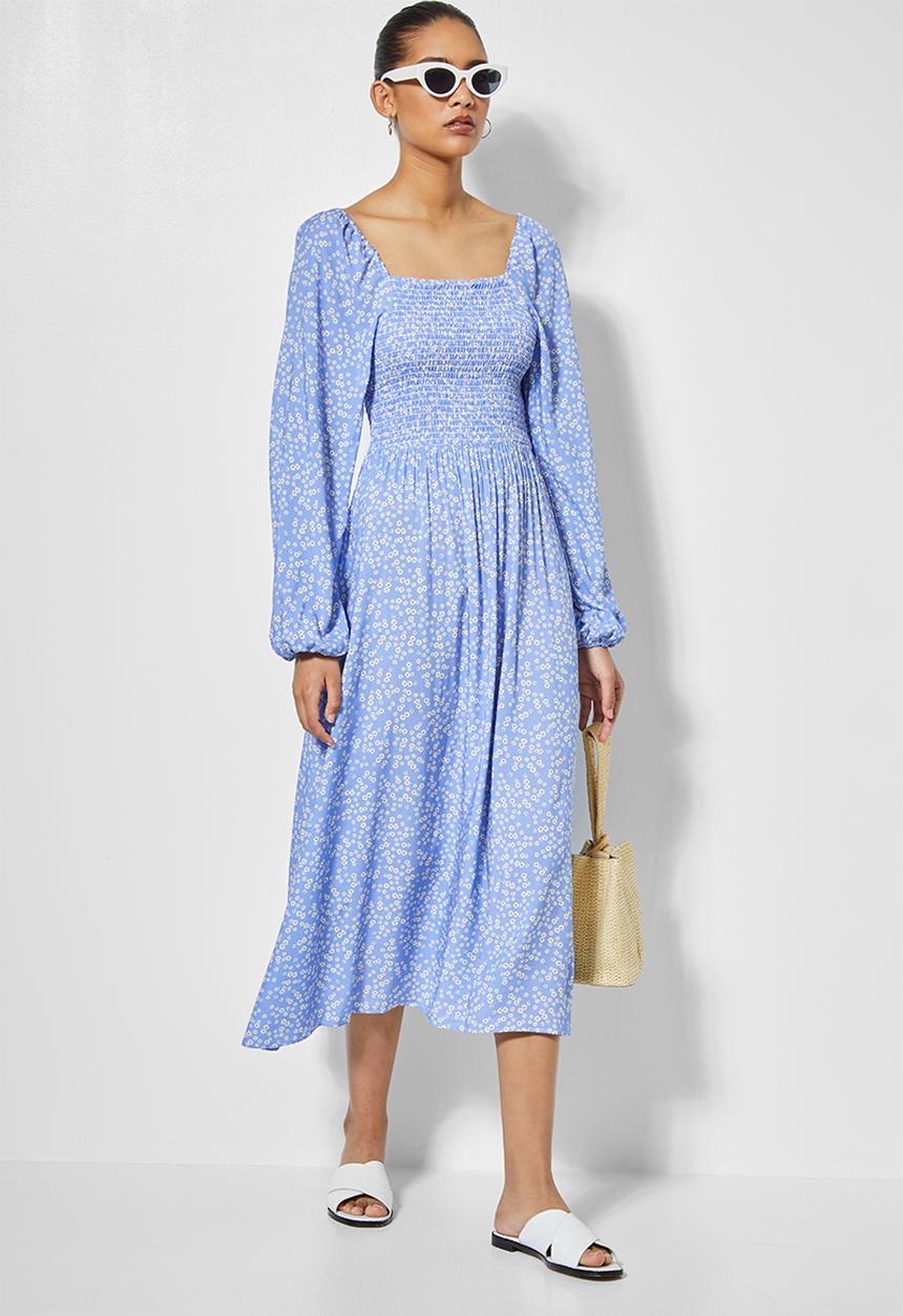 Superbalist - Shirred off the shoulder dress - light blue