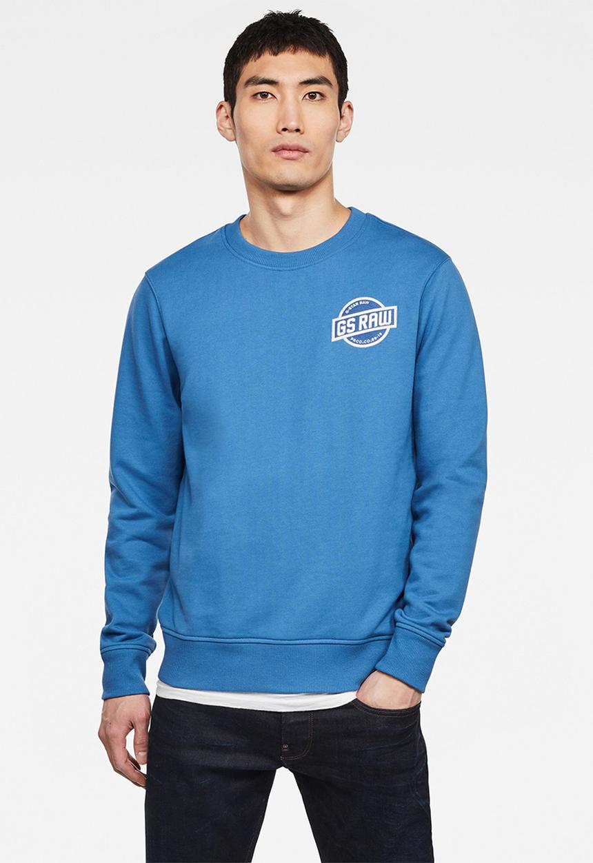G-STAR - Chest logo long sleeve - blue 