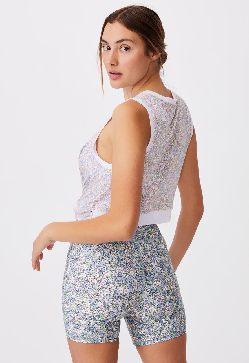 Cotton On - Run with it twist tank - sketched dense ditsy mint chip