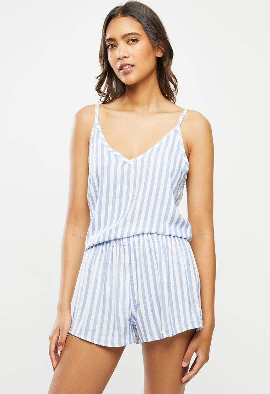 Superbalist - Sleep cami & shorts set - Blue stripe