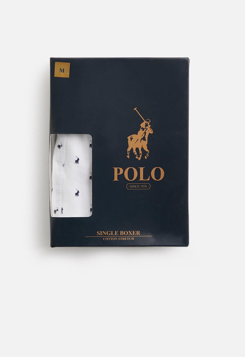 POLO - Reid all over print knit boxer - white