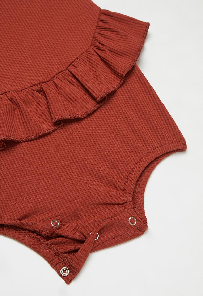 Baby Star - Sleeveless peplum romper - rust
