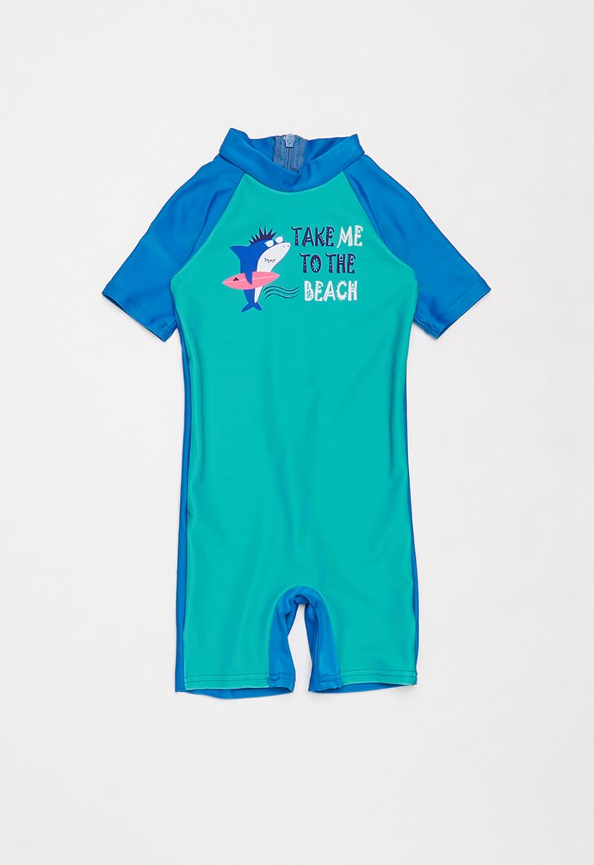 Pop Candy - Boys printed swimsuit - green & blue 