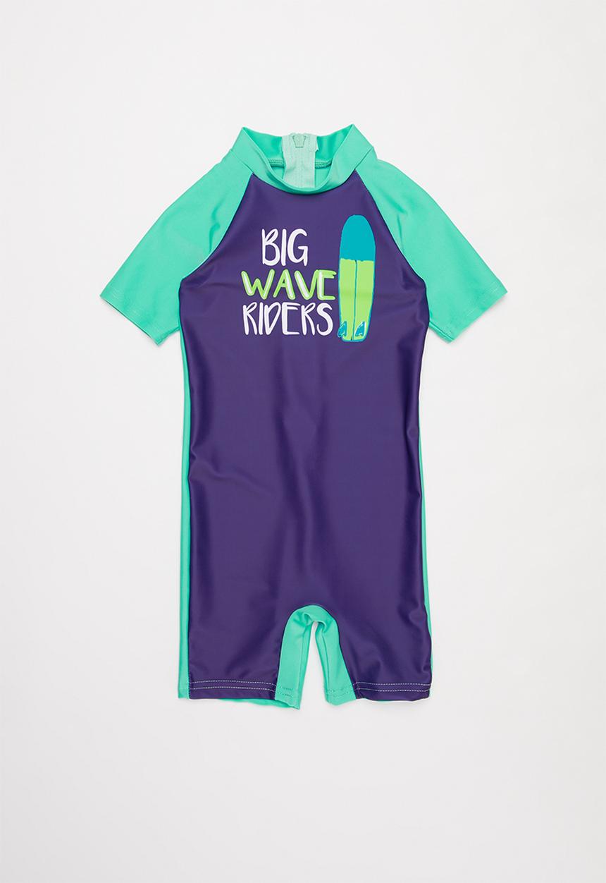 Pop Candy - Boys printed swimsuit - navy & green 