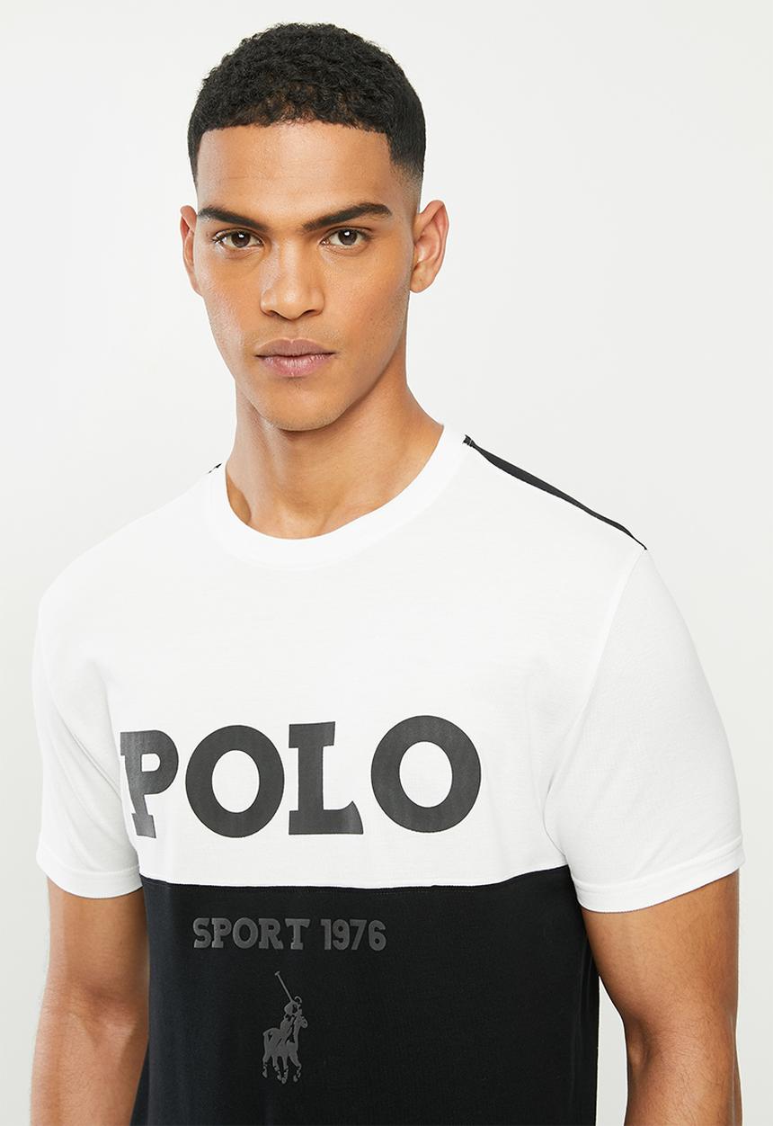 POLO - Sport Mark splice tee - black & white 