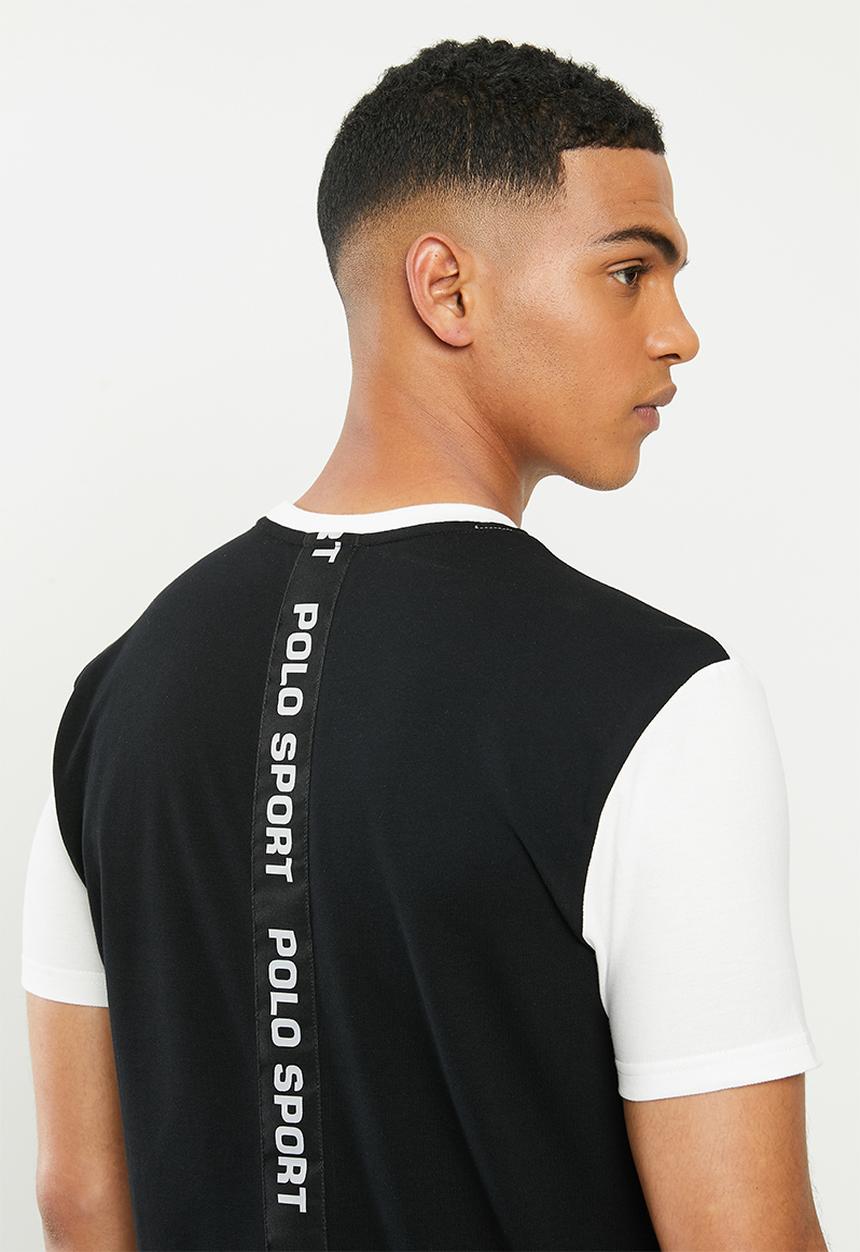 POLO - Sport Mark splice tee - black & white 