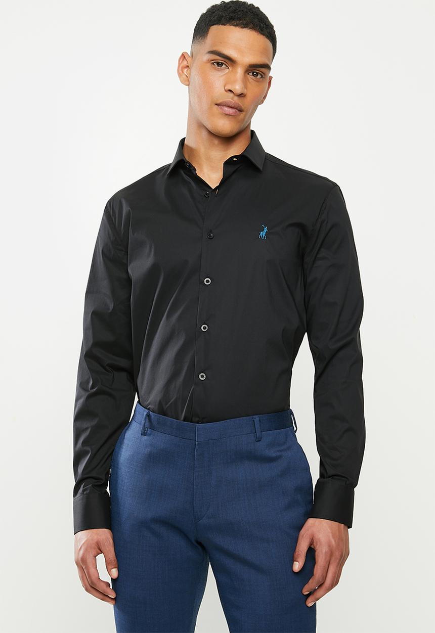 POLO - Christiaan slim fit long sleeve shirt - black