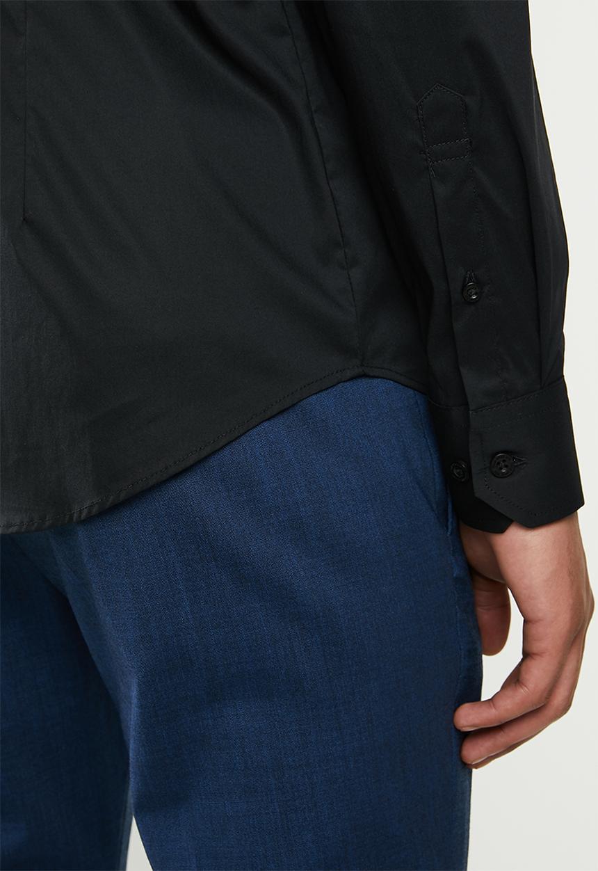 POLO - Christiaan slim fit long sleeve shirt - black