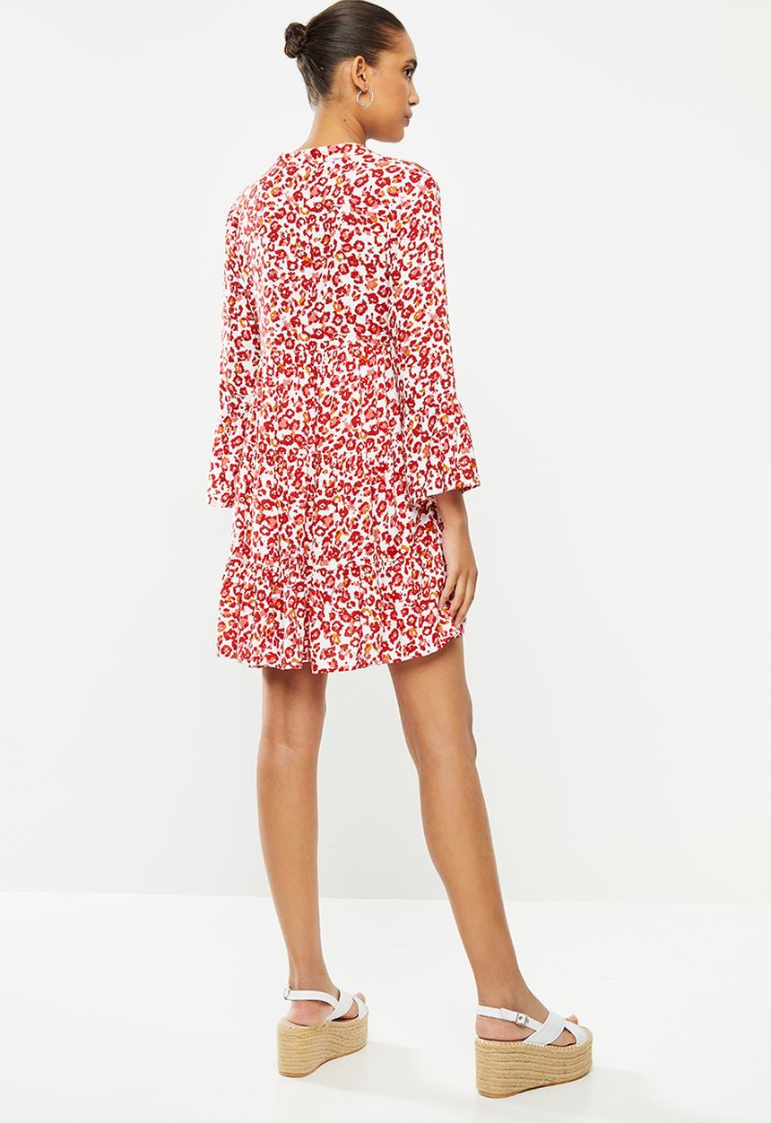 Jacqueline de Yong - Char 7/8 dress - red & white