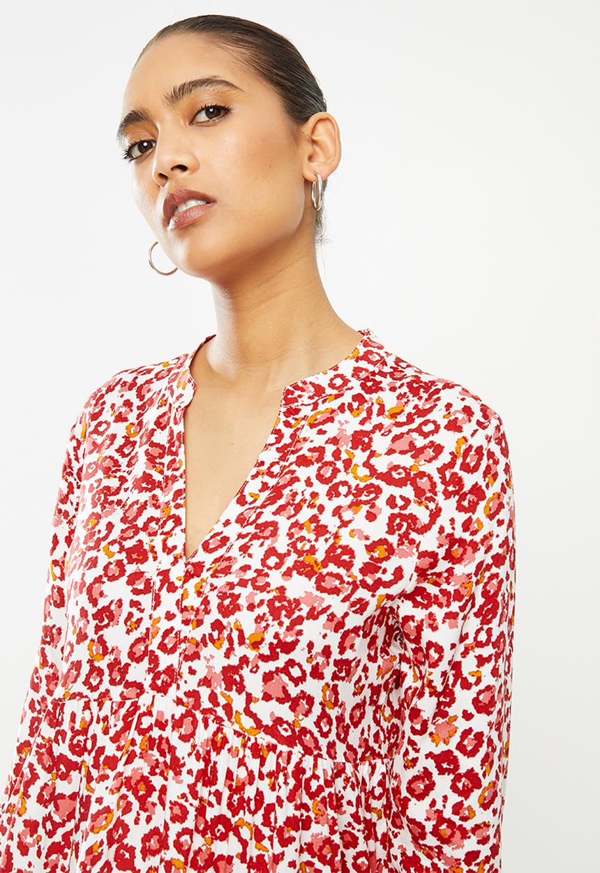 Jacqueline de Yong - Char 7/8 dress - red & white