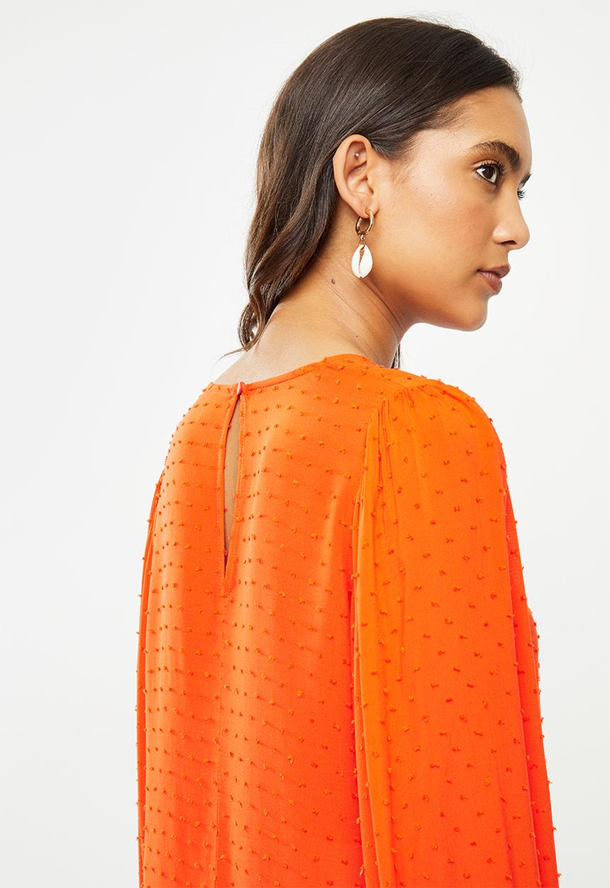 Jacqueline de Yong - Malone long sleeve puff top - orange