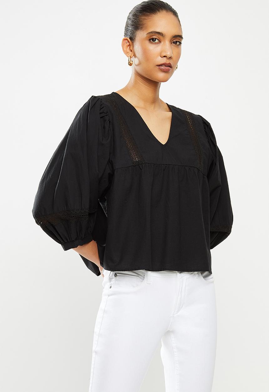 Jacqueline de Yong - Vita puff sleeve blouse - black