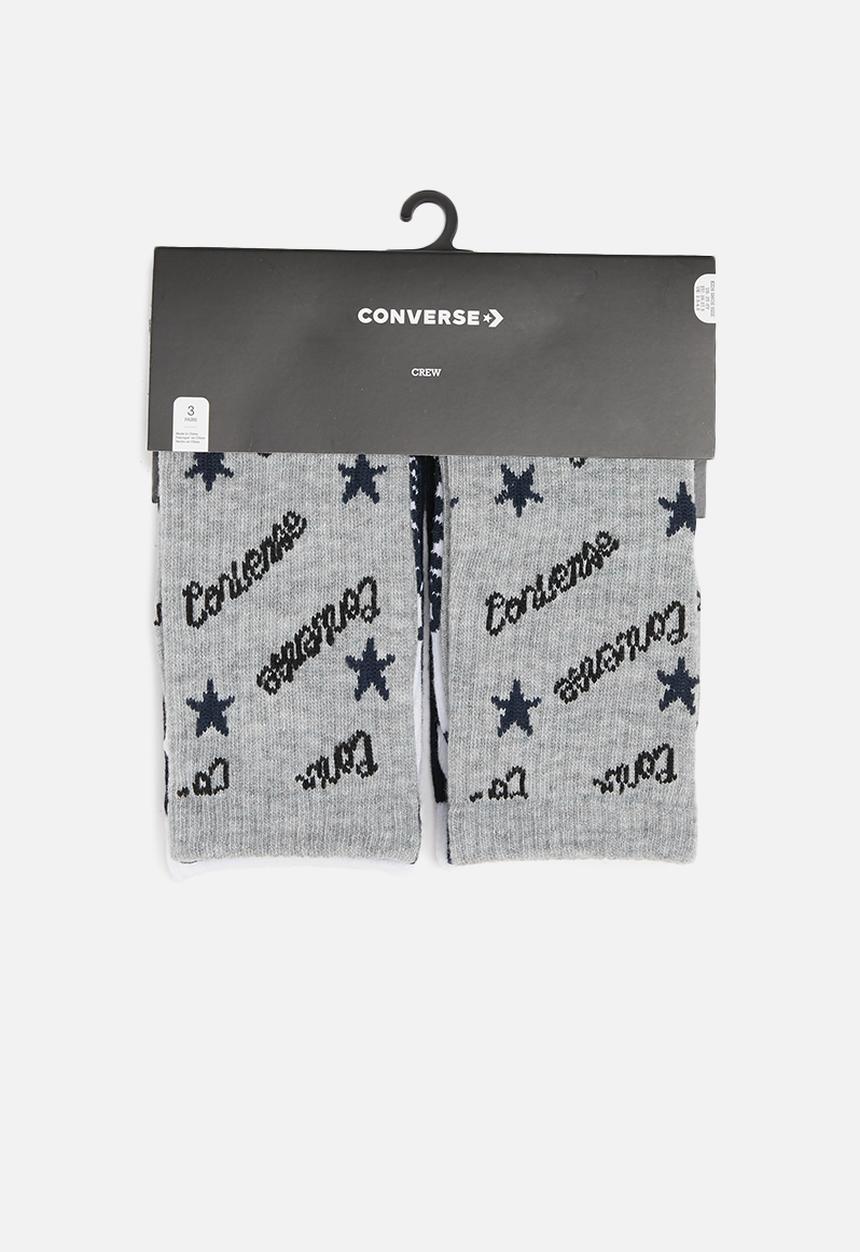 Converse - Chn converse script crew 3 pack - dark grey heather