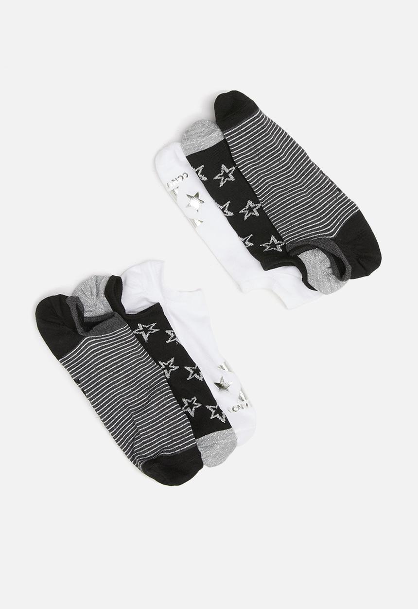 Converse - Metallic sparkle no show 3 pack - black & white