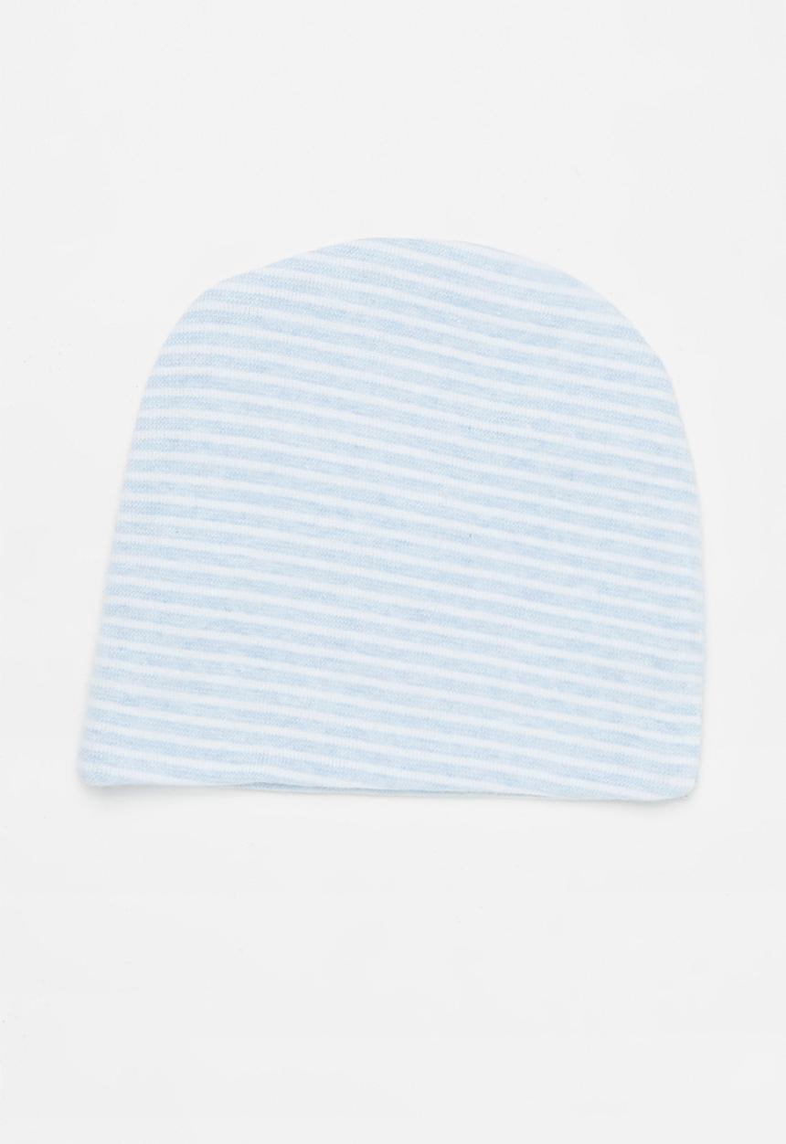 Pop Candy - 2 Pack stripe beanie - blue & white 