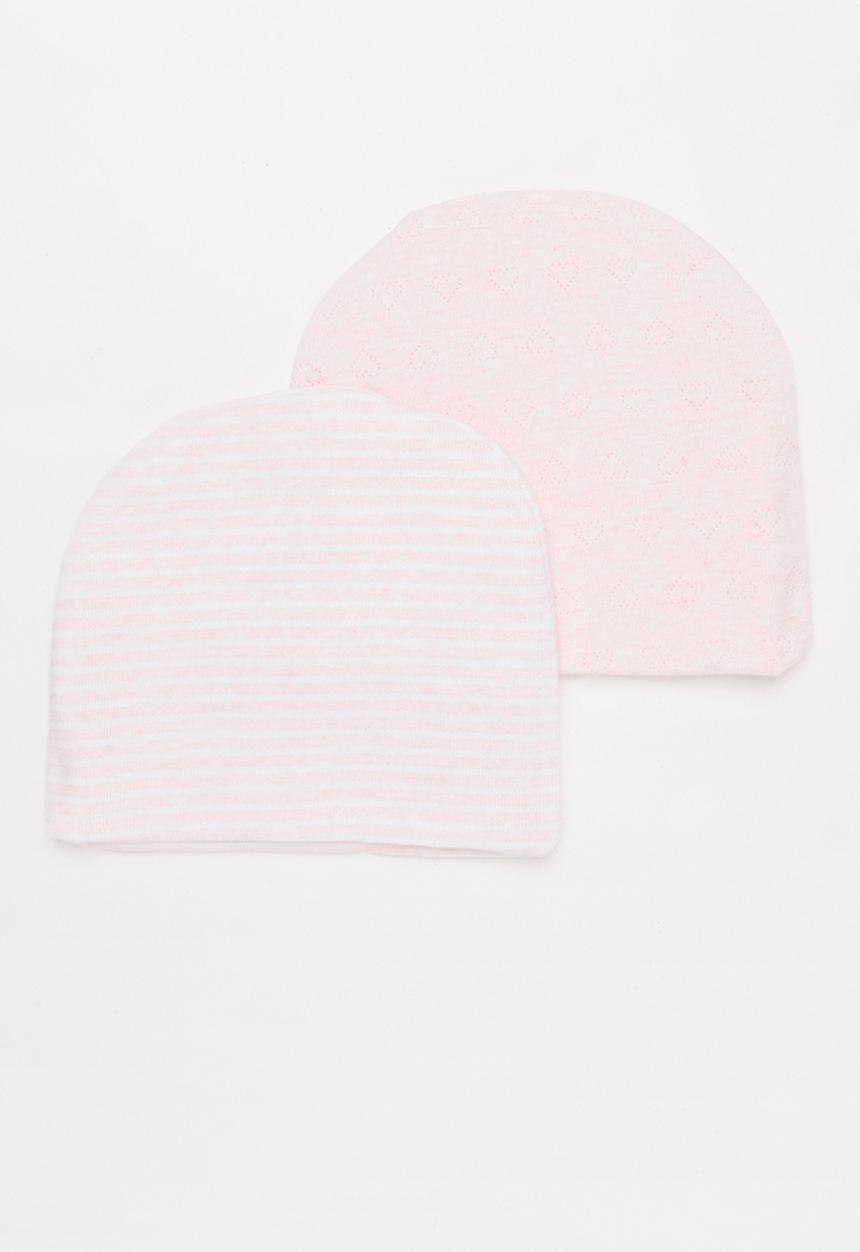 Pop Candy - 2 Pack stripe beanie - pink & white