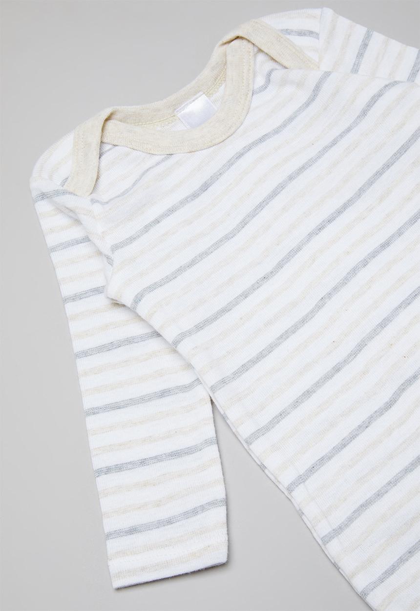 Pop Candy - 2 Pack long sleeve bodyvests - beige & white 