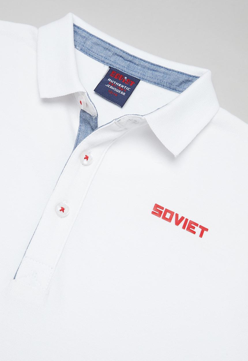SOVIET - Boys short sleeve pique golfer - white