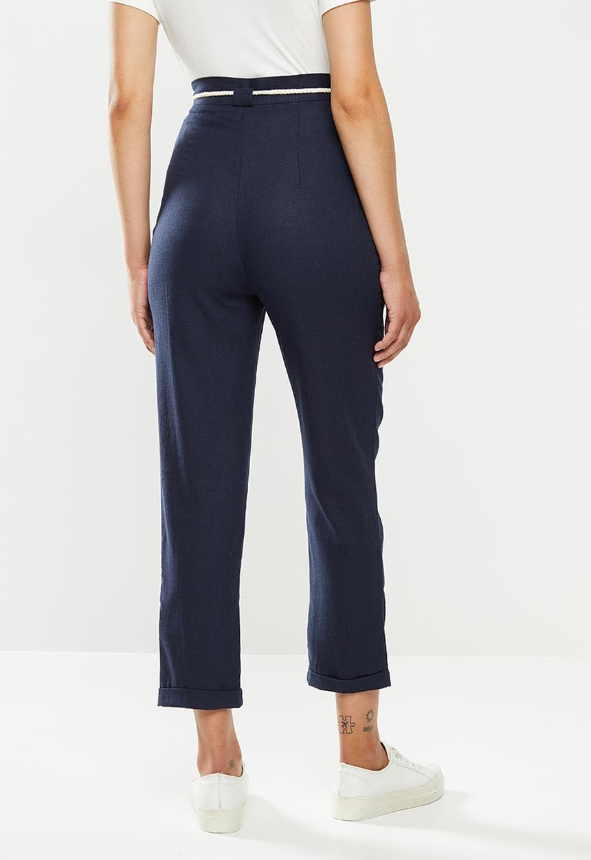 edit - Linen rope detail pant - navy