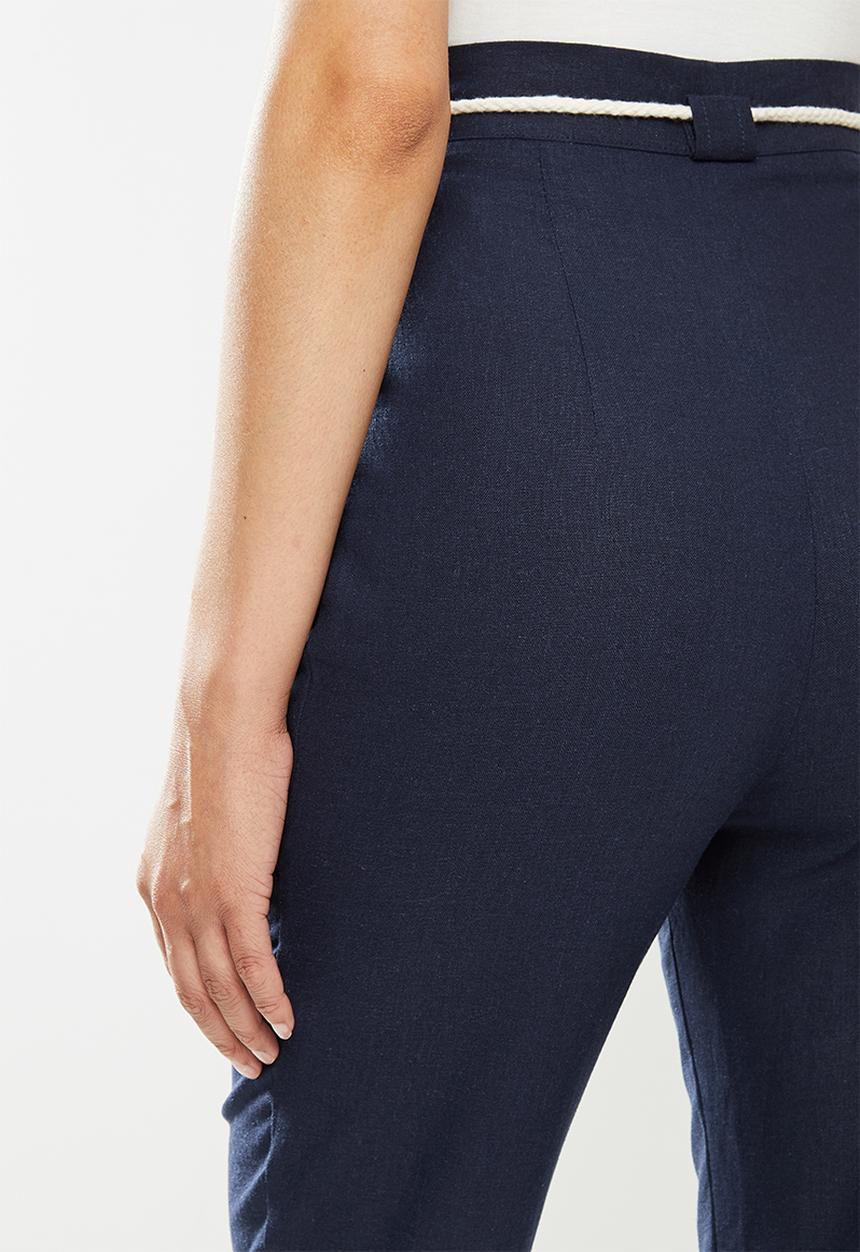 edit - Linen rope detail pant - navy