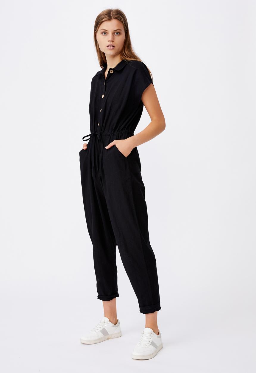 Cotton On - Woven jasmine utility jumpsuit  - black