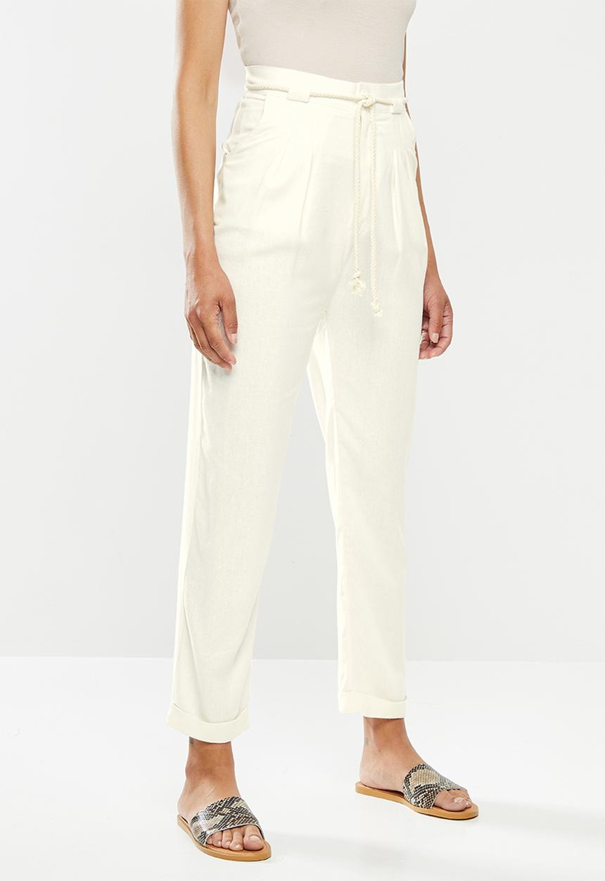 edit - Linen rope detail pant - cream