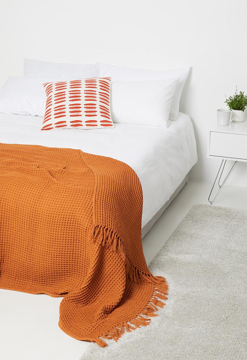 Sixth Floor - Waffle weave throw -  rust