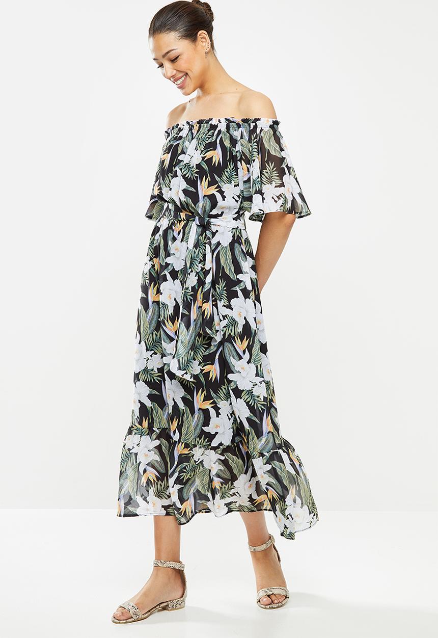 edit - Chiffon tiered off the shoulder maxi - multi 