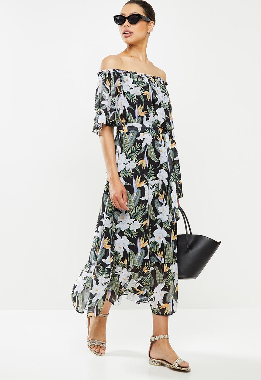 edit - Chiffon tiered off the shoulder maxi - multi 