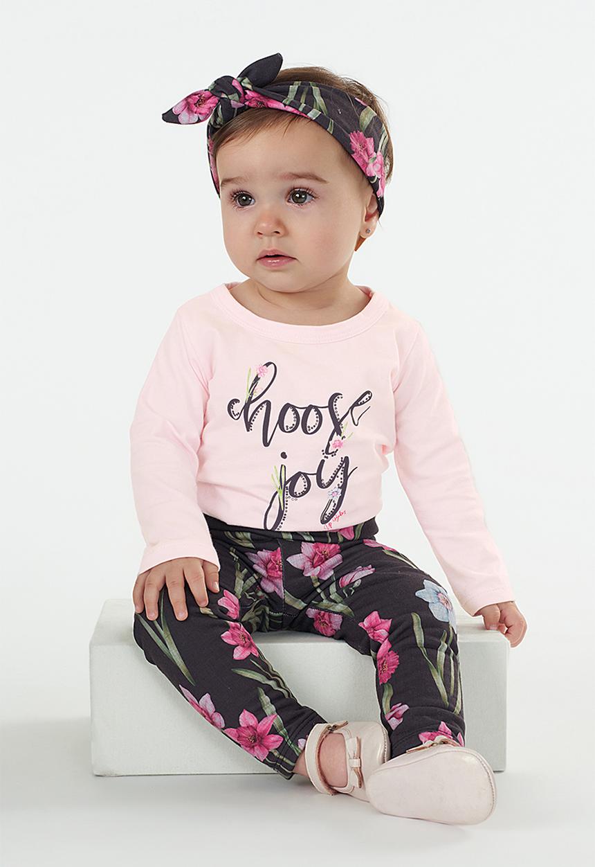 UP Baby - Bodysuit, pants & flannel hairband set - light pink