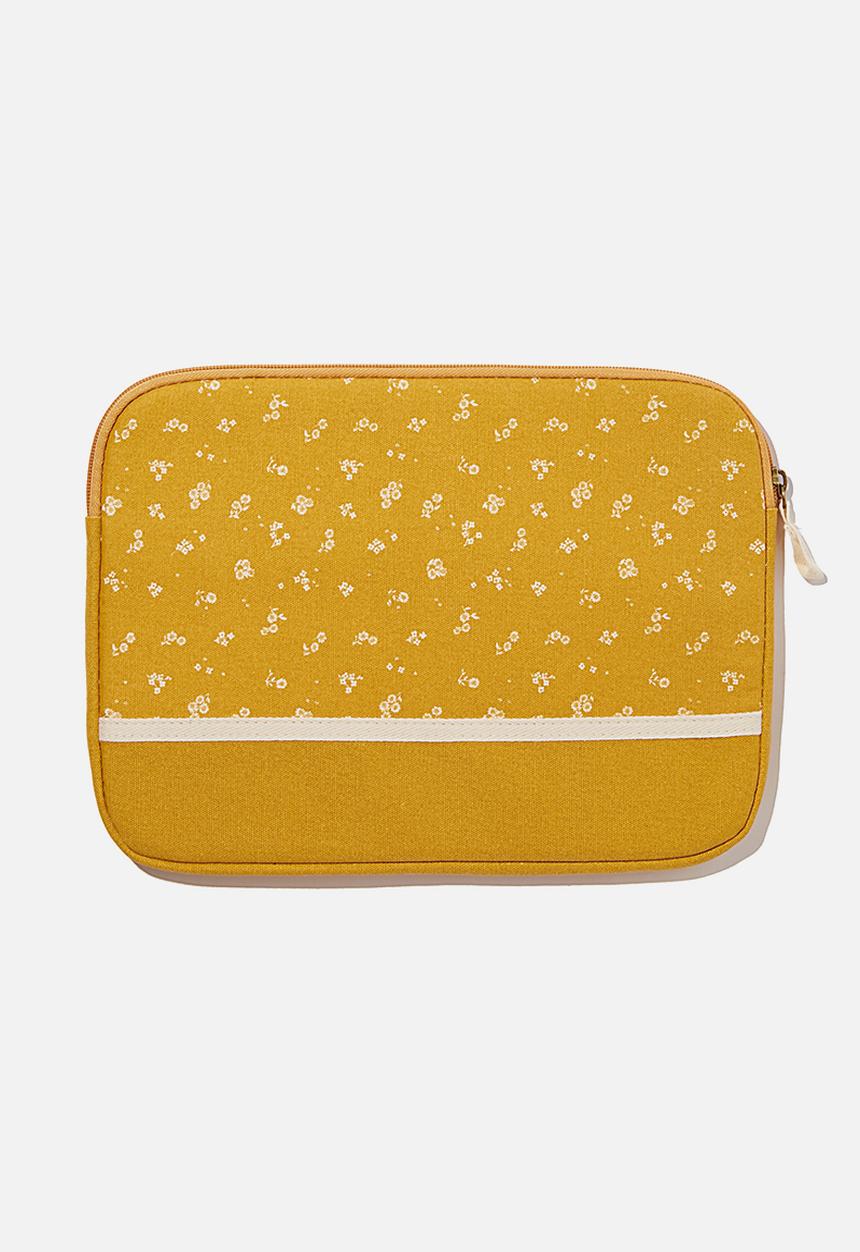 Typo - Canvas 13 inch laptop case - dottie floral mustard
