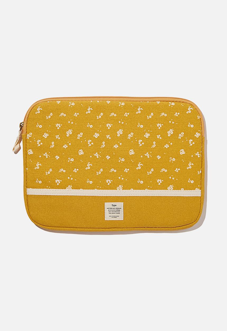 Typo - Canvas 13 inch laptop case - dottie floral mustard