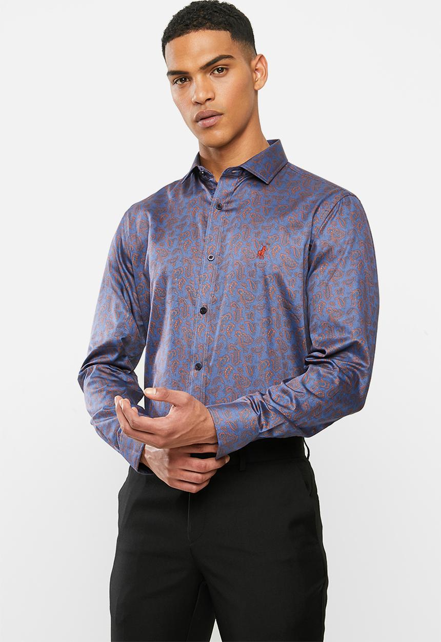 POLO - Oscar paisley signature long sleeve shirt - brick