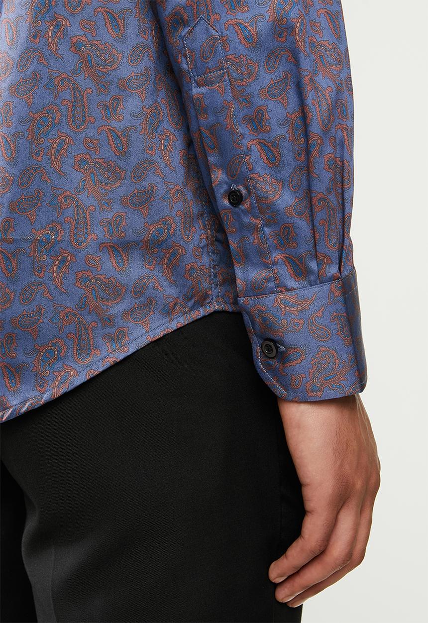 POLO - Oscar paisley signature long sleeve shirt - brick