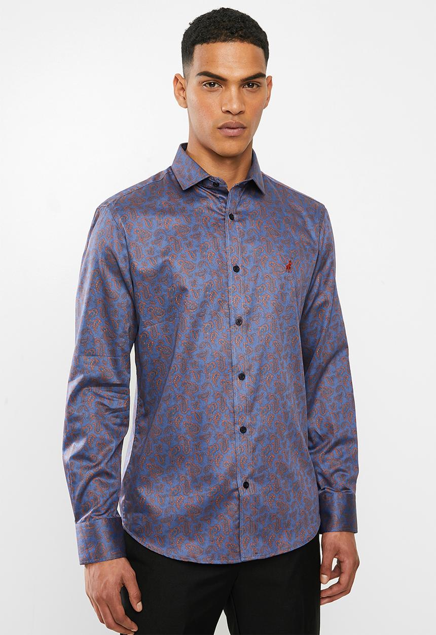 POLO - Oscar paisley signature long sleeve shirt - brick