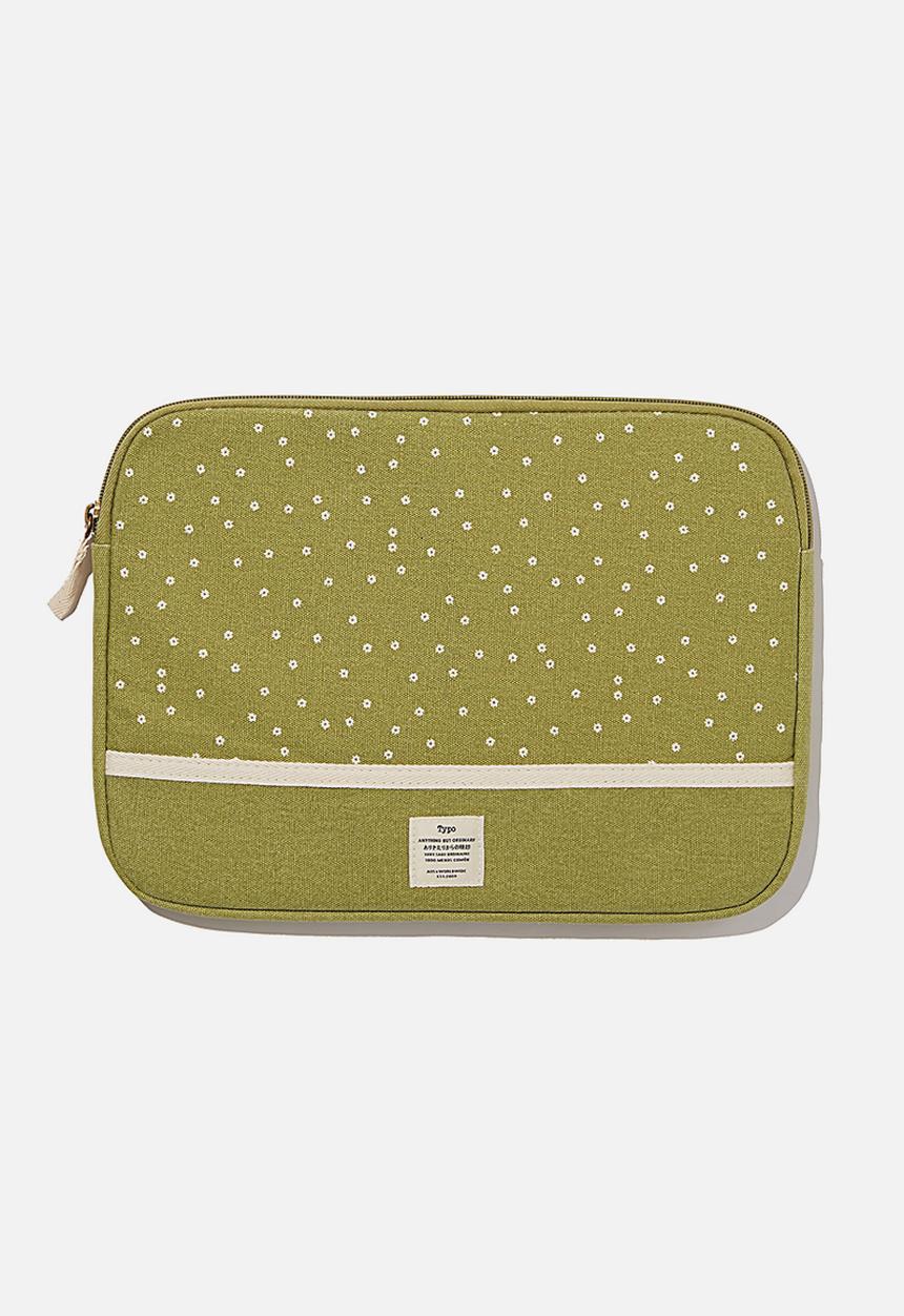 Typo - Canvas 13 inch laptop case - micro daisy tussock