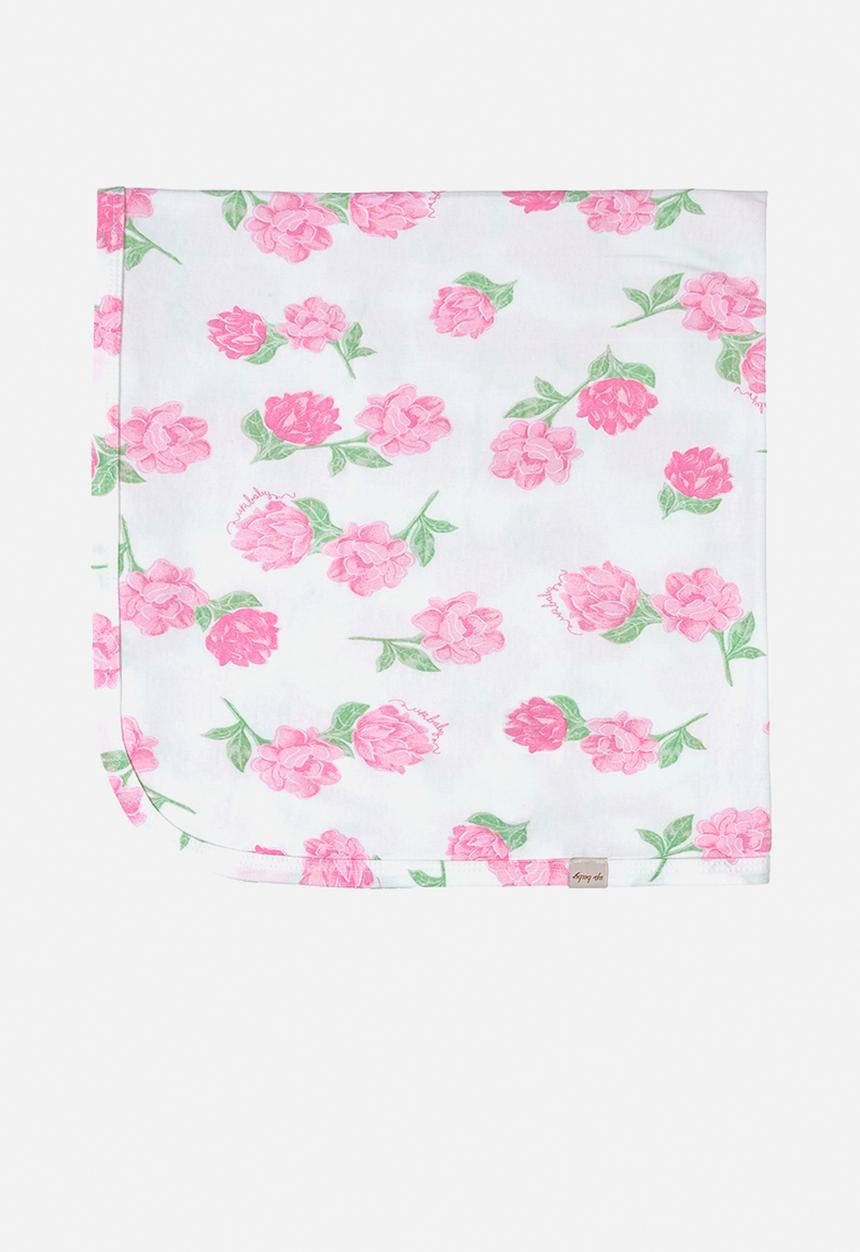 UP Baby - Girls rose blanket - white & light pink