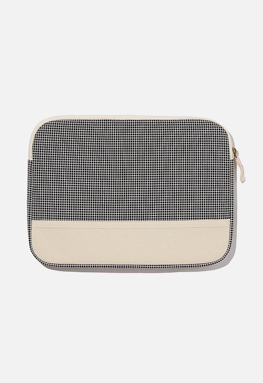 Typo - Canvas 13 inch laptop case - black grid check 2.0