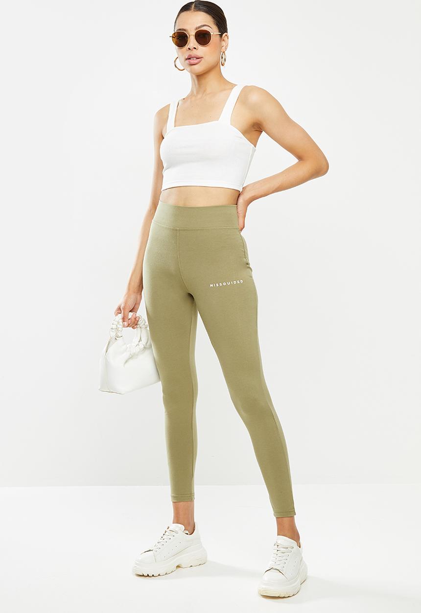 Missguided - Deep waist band legging - khaki