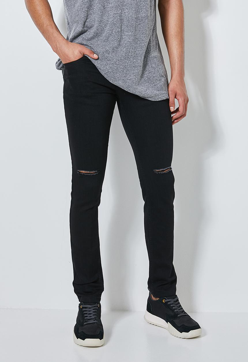 Superbalist - Seattle skinny knee slice jeans - black