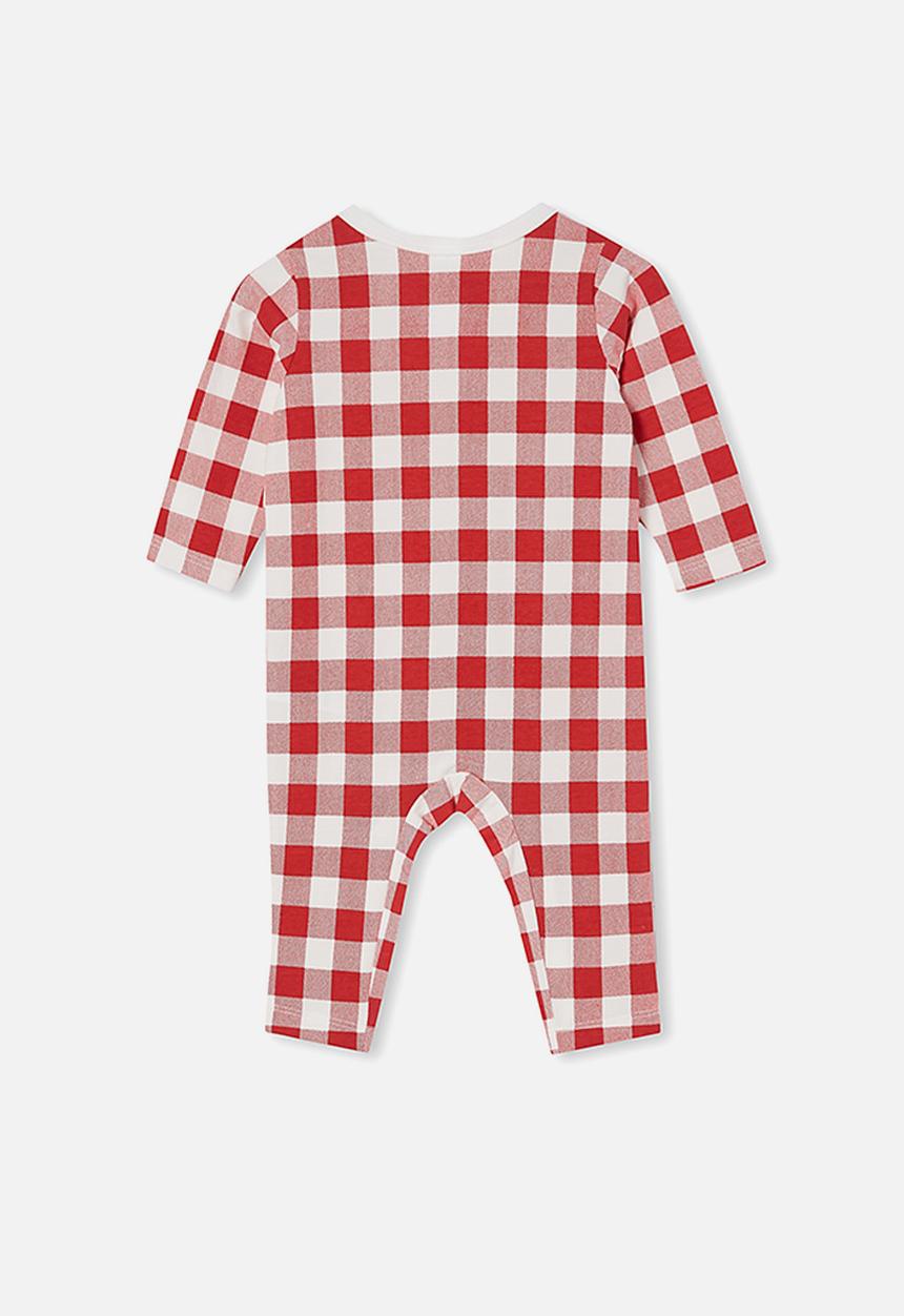 Cotton On - The long sleeve snap romper - red