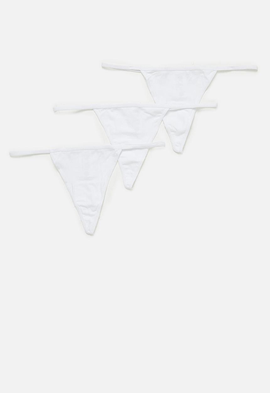 Cotton On - Cotton flat elastic g-string brief - white