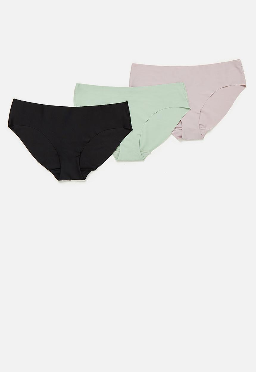 Cotton On - The invisible bikini brief - black / old rose / mint chip