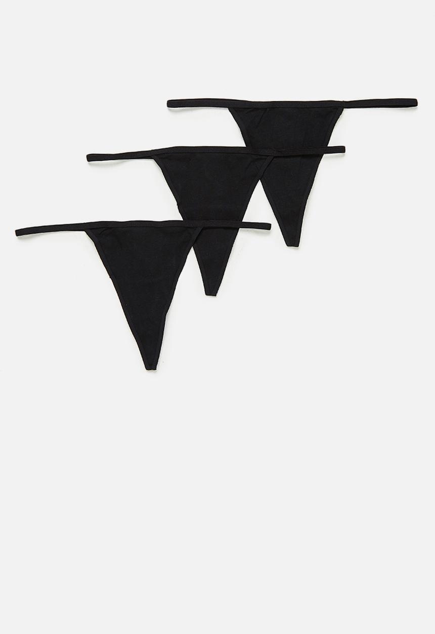 Cotton On - Cotton flat elastic g-string brief - black