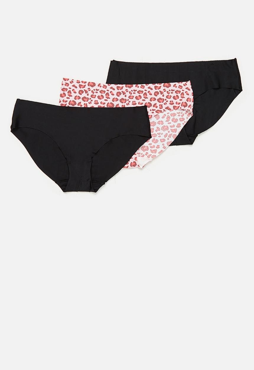 Cotton On - The invisible bikini brief 3 pack - black / lounge leopard / black