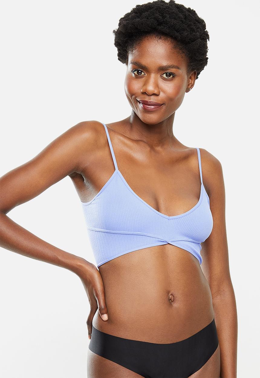 Cotton On - Seamfree rib ballet bralette - lite grey marle/cornflower lilac